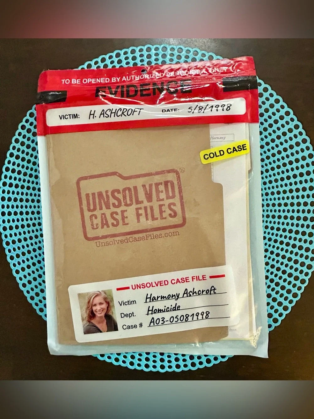 Unsolved Case Files: “Harmony Ashcroft” Murder Mystery Party Game; New Sealed